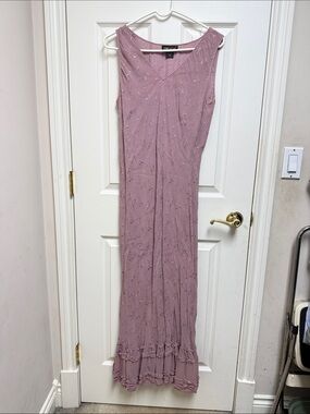 Temptations Mauve V-Neck Sleeveless Maxi Dress with Ruffle Hem